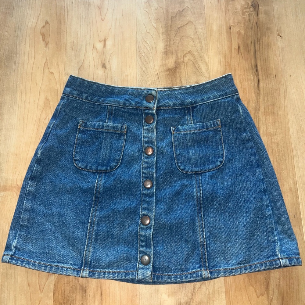 Bullhead Blue Denim A-Line Skirt